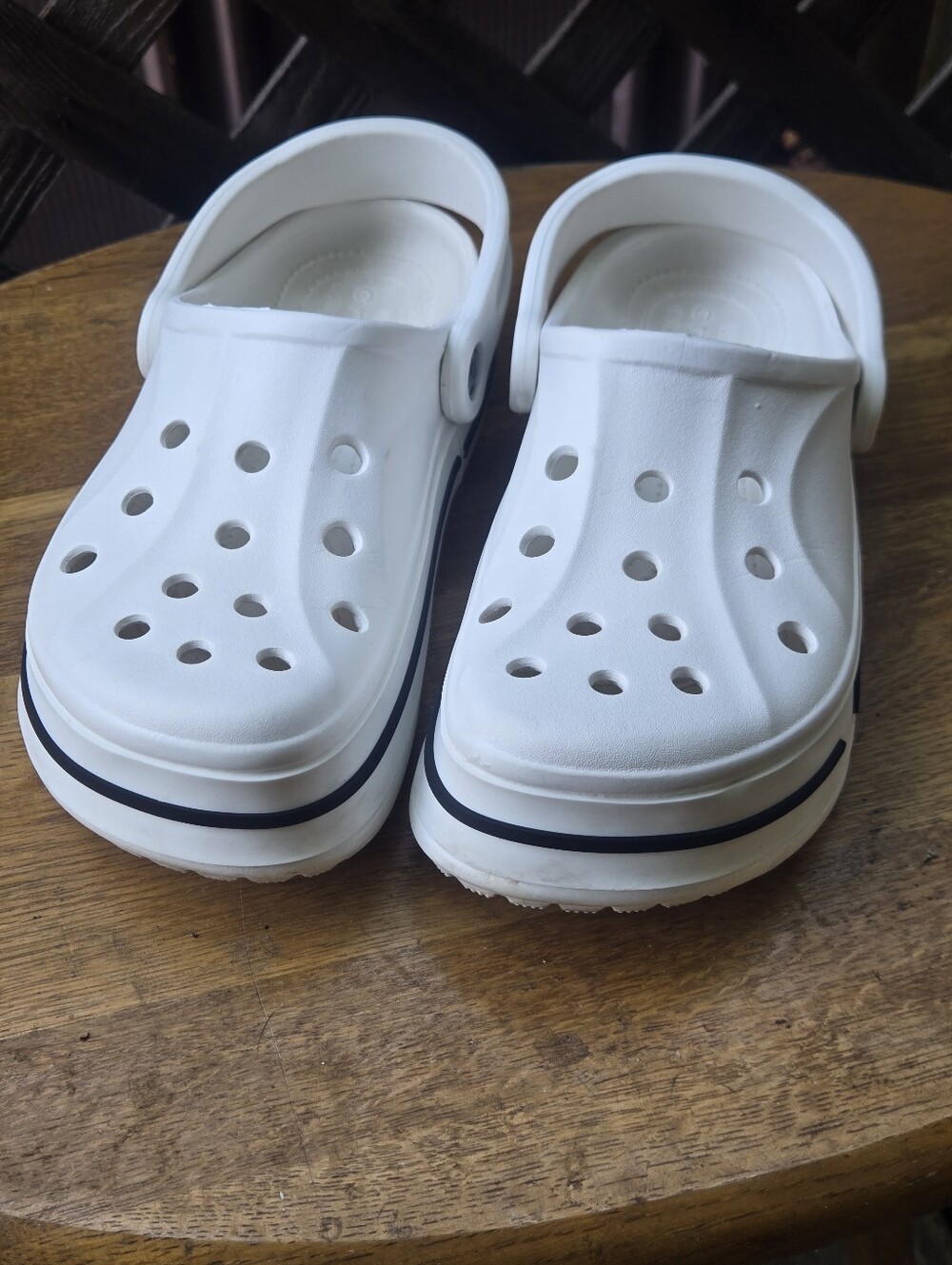 CROCS  White Clog Sandals with Black Trim